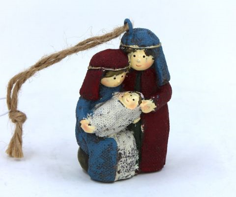 CC - Ornament- Holy Family Blue Red Resin <BR>オーナメント　キリストの誕生【日本在庫商品】